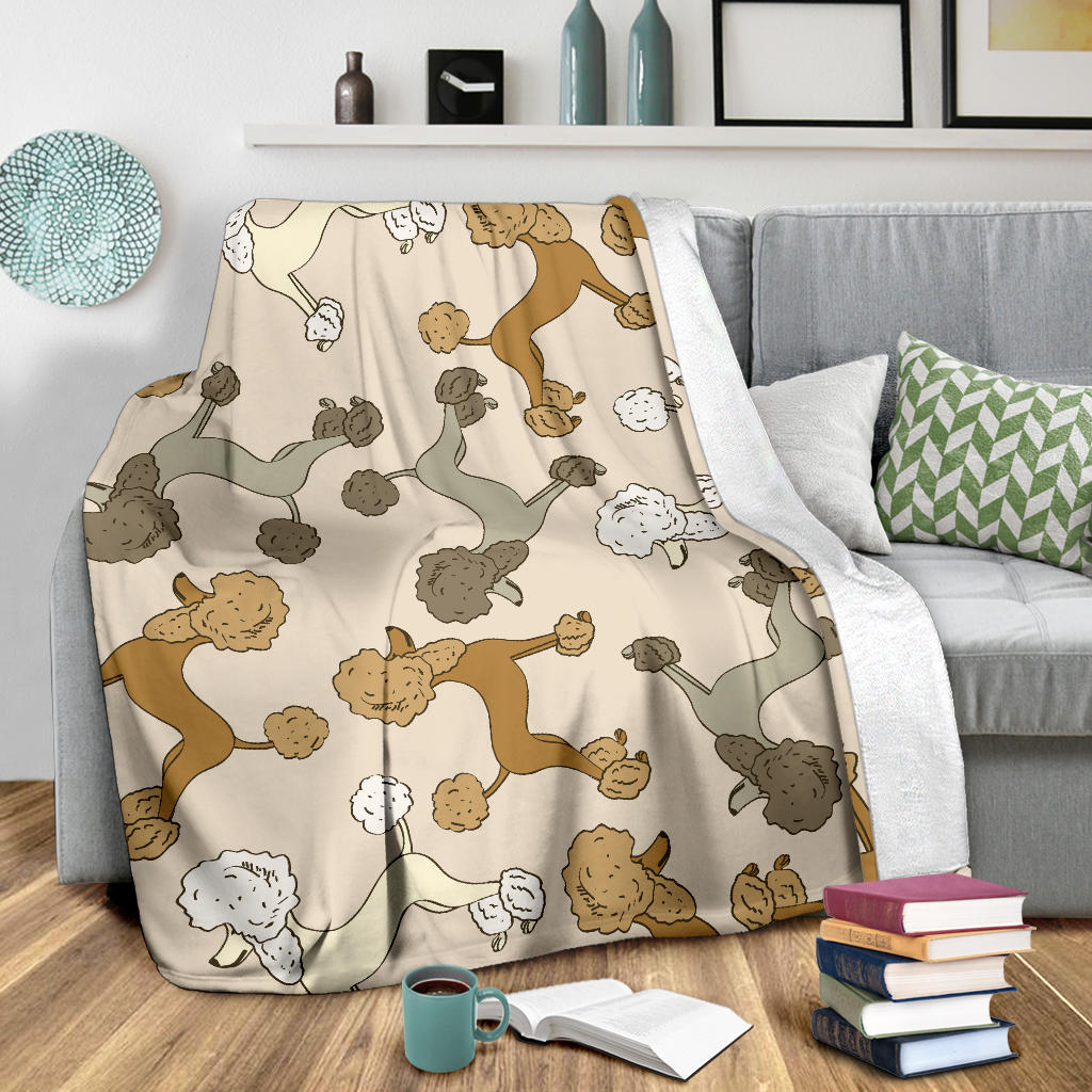 Poodle Pattern Print Design A01 Premium Blanket