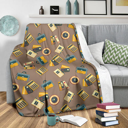 Accounting Financial Pattern Print Design 03 Premium Blanket