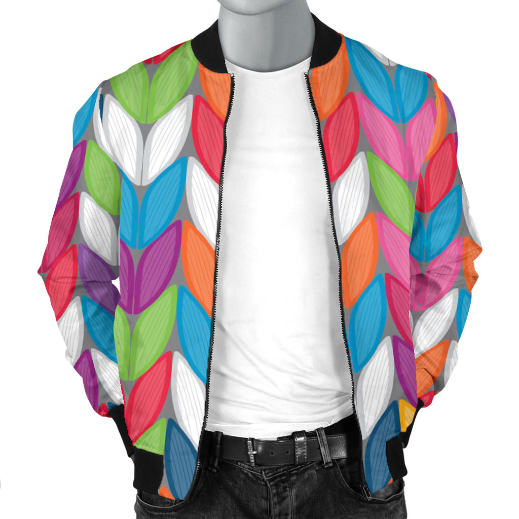 Knit Pattern Print Design 01 Men Bomber Jacket