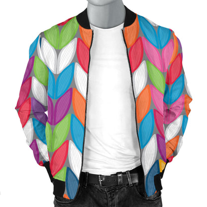Knit Pattern Print Design 01 Men Bomber Jacket