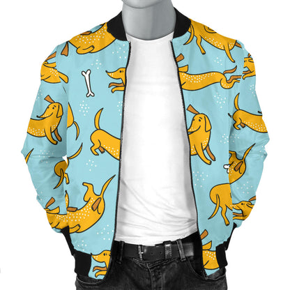 Dachshund Pattern Print Design 08 Men Bomber Jacket