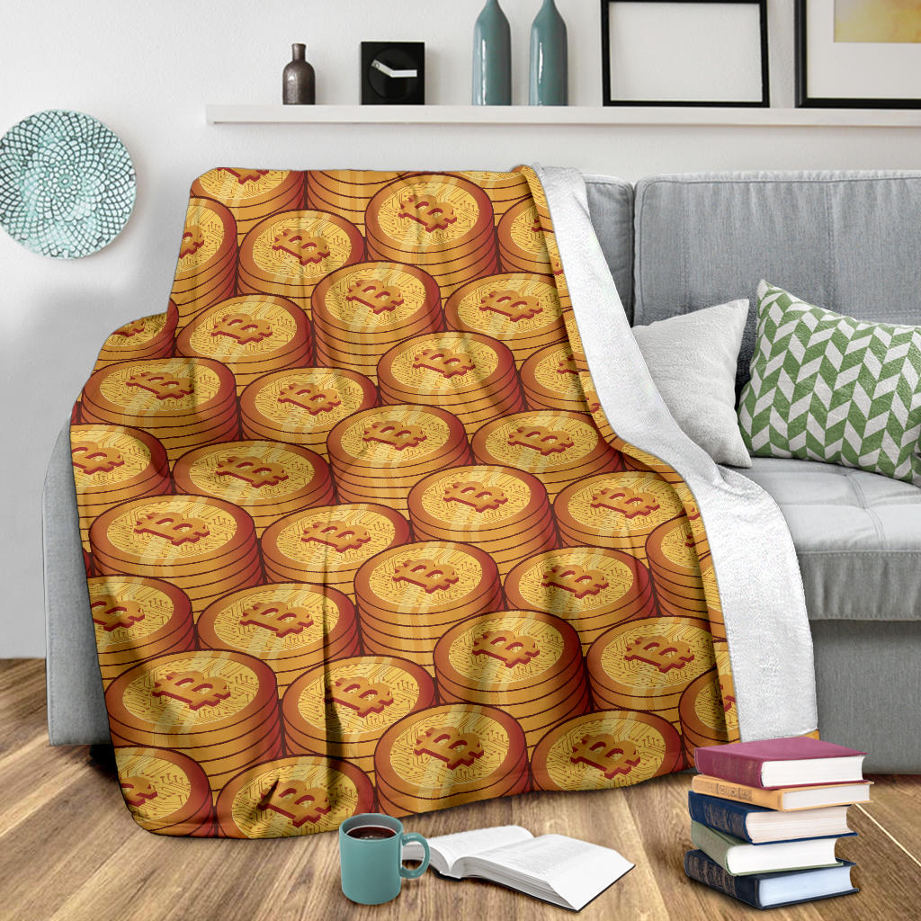 Bitcoin Pattern Print Design 02 Premium Blanket