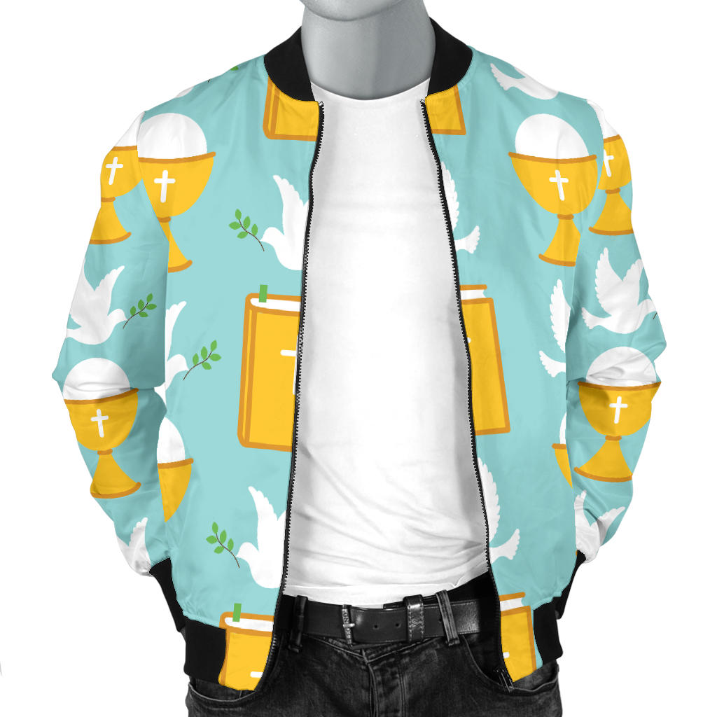 Christian Pattern Print Design 02 Men Bomber Jacket