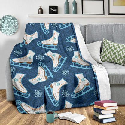 Ice Skate Pattern Print Design 01 Premium Blanket