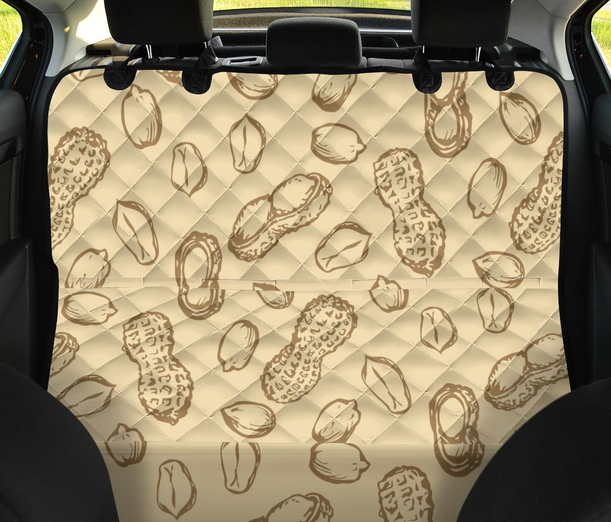 Peanut Pattern Print Design A02 Rear Dog Car Seat Cover Hammock