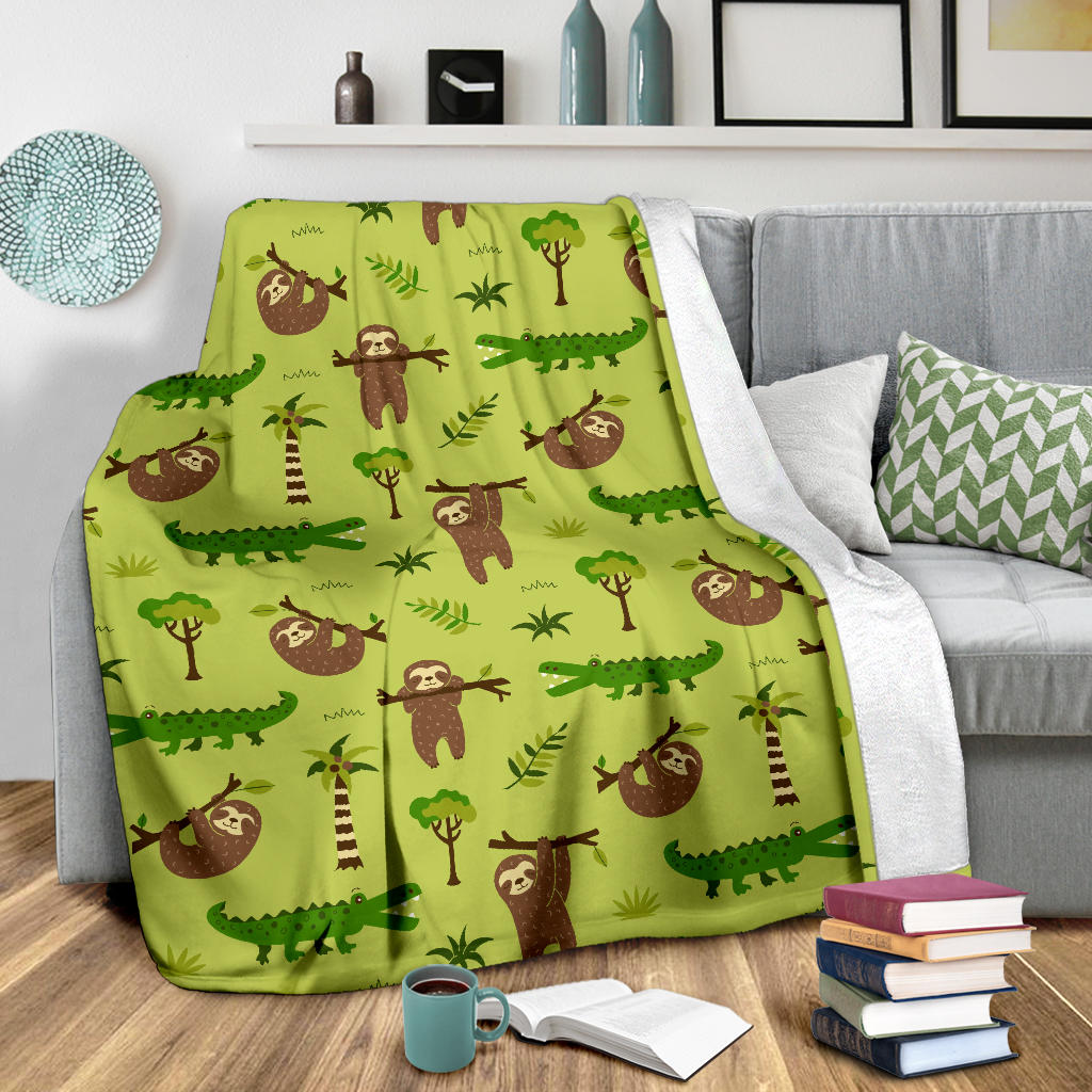 Alligator Pattern Print Design 04 Premium Blanket