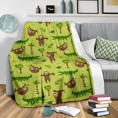 Alligator Pattern Print Design 04 Premium Blanket