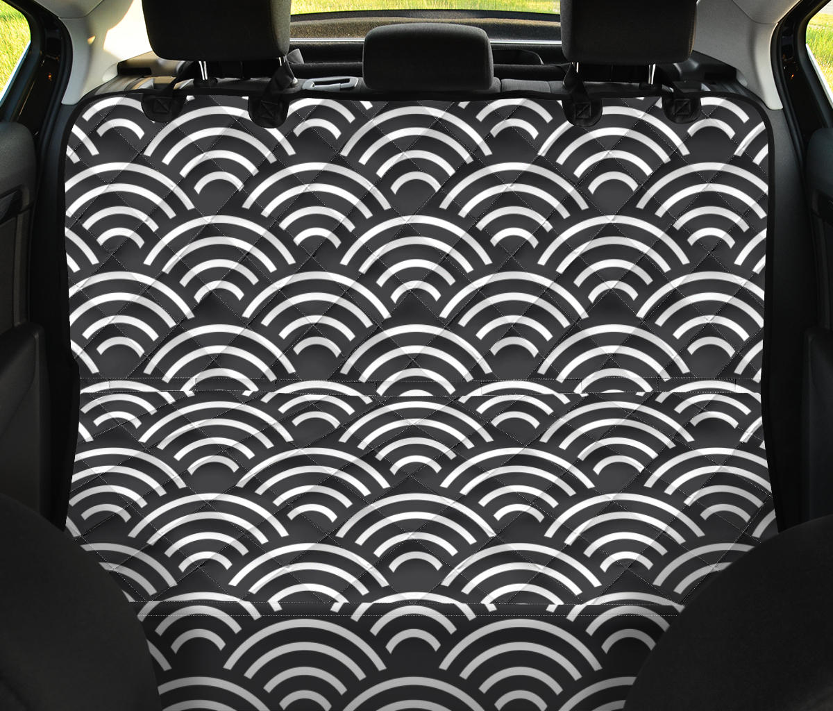 Scales Black White Pattern Print Design 03 Rear Dog Car Seat Cover Hammock