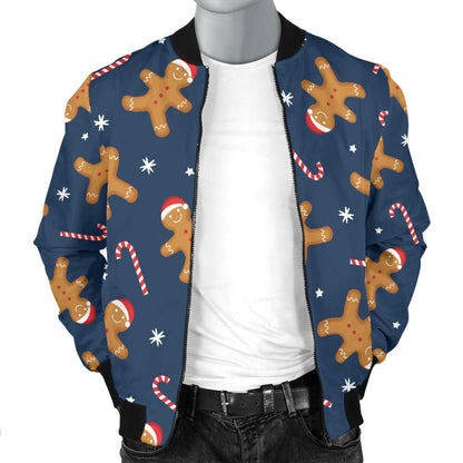 Gingerbread Pattern Print Design 01 Men Bomber Jacket