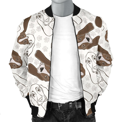 Basset Hound Pattern Print Design 01 Men Bomber Jacket
