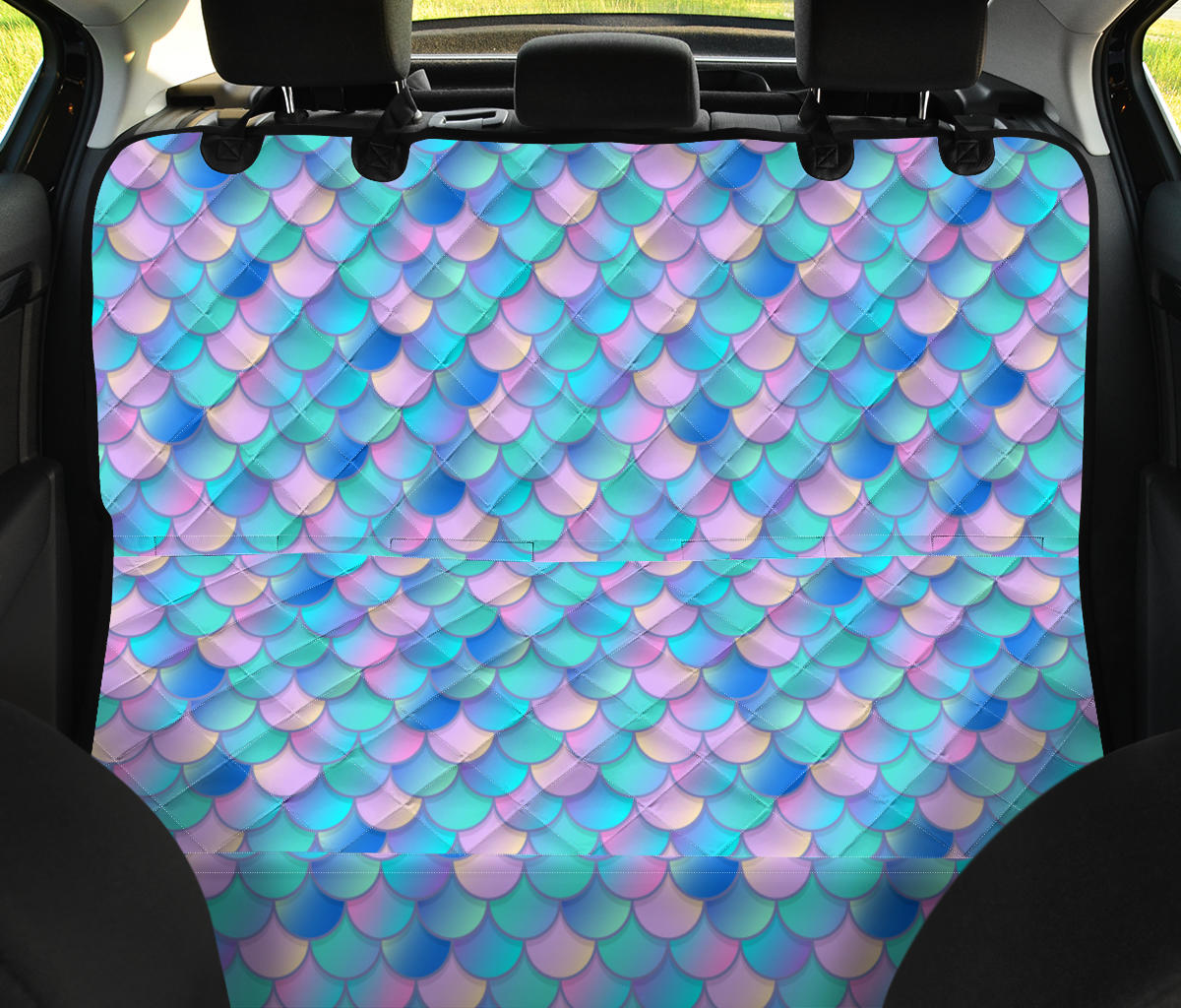 Mermaid Scales Pastel Pattern Print Design 07 Rear Dog Car Seat Cover Hammock