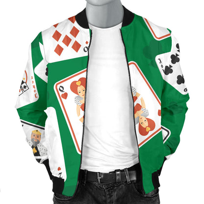 Poker Cards Pattern Print Design A03 Men Bomber Jacket