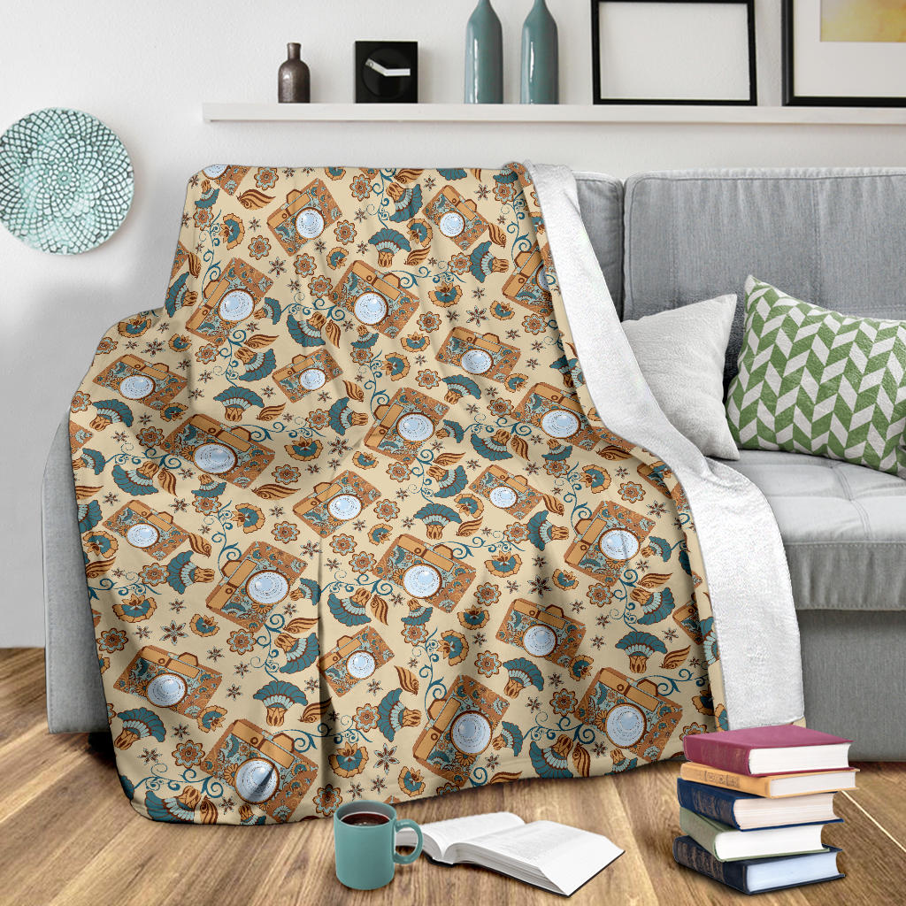Camera Pattern Print Design 05 Premium Blanket
