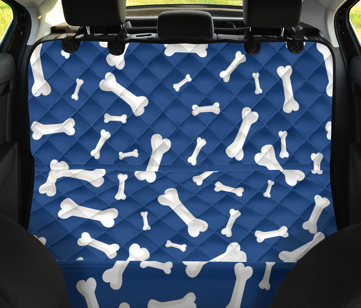 Dog Bone Pattern Print Design 03 Rear Dog Car Seat Cover Hammock