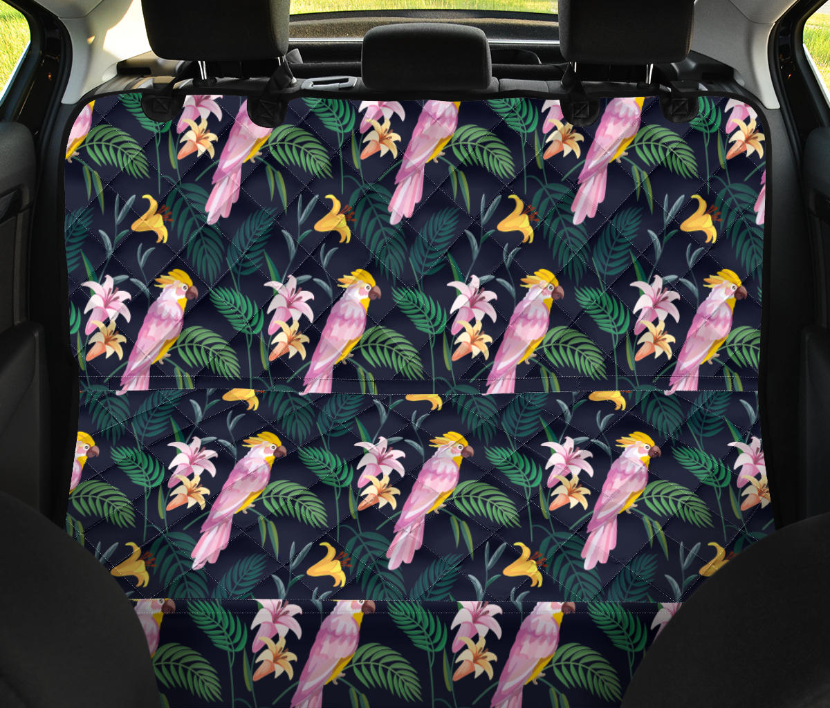 Cockatoo Pattern Print Design 03 Rear Dog Car Seat Cover Hammock