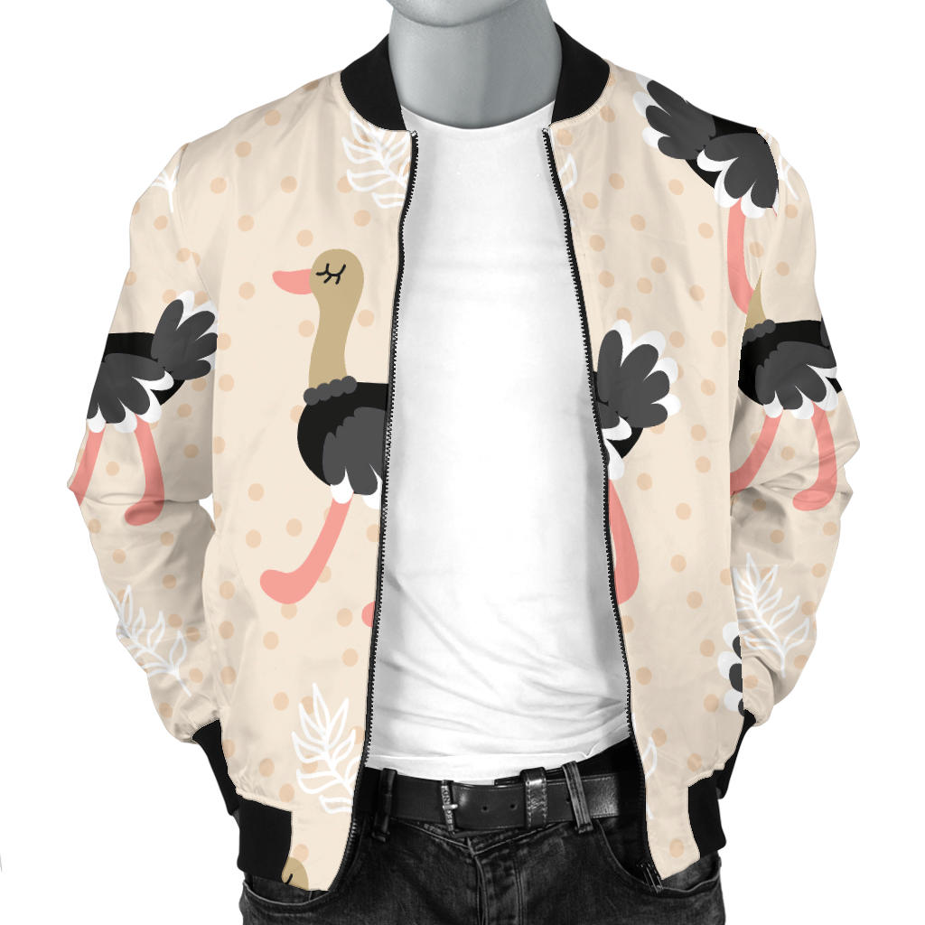 Ostrich Pattern Print Design 02 Men Bomber Jacket