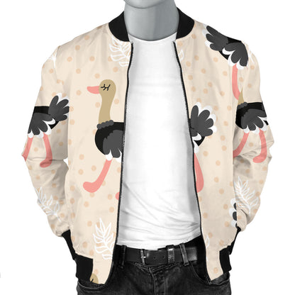 Ostrich Pattern Print Design 02 Men Bomber Jacket