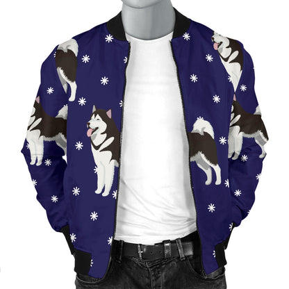Alaskan Malamute Pattern Print Design 04 Men Bomber Jacket