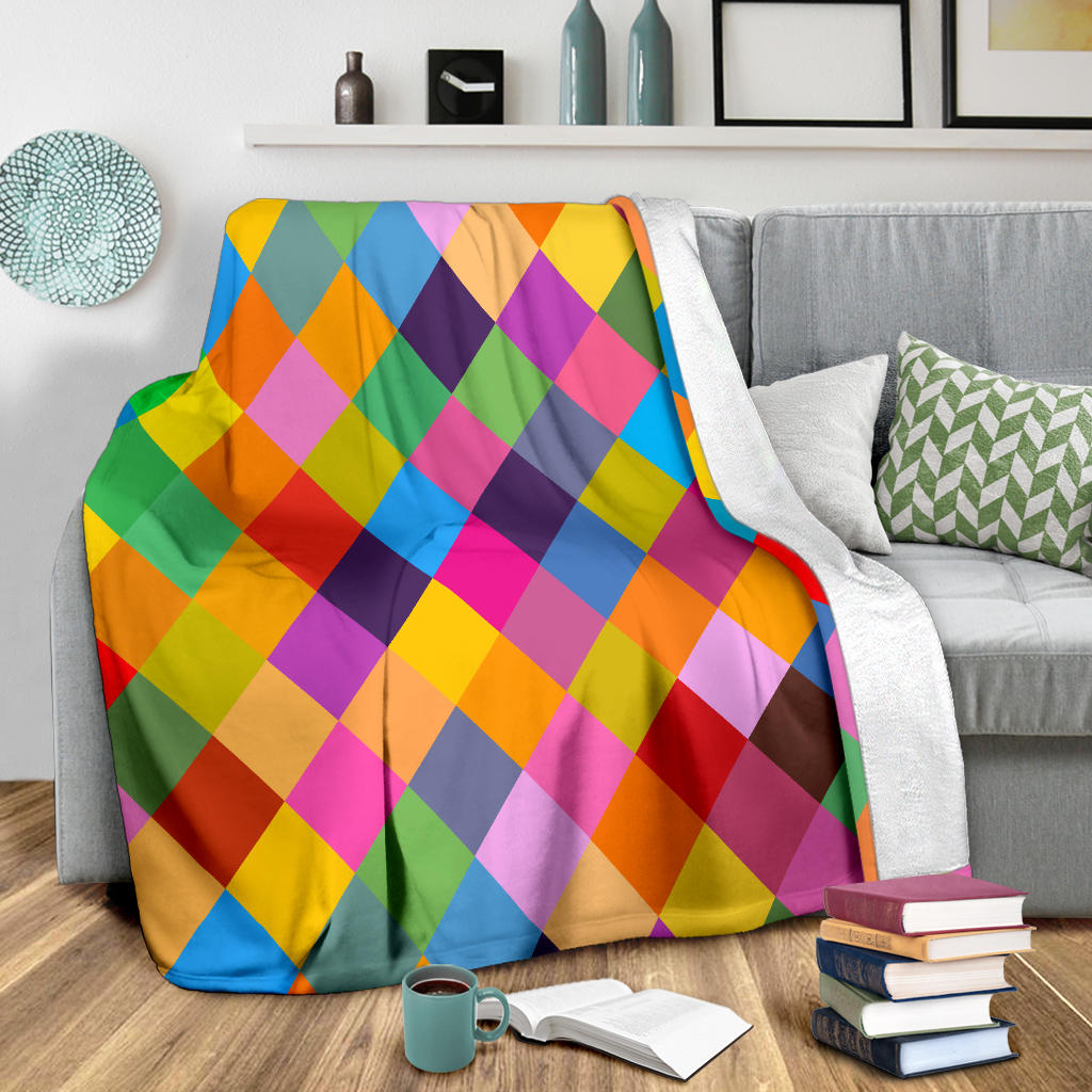 Harlequin Pattern Print Design 02 Premium Blanket