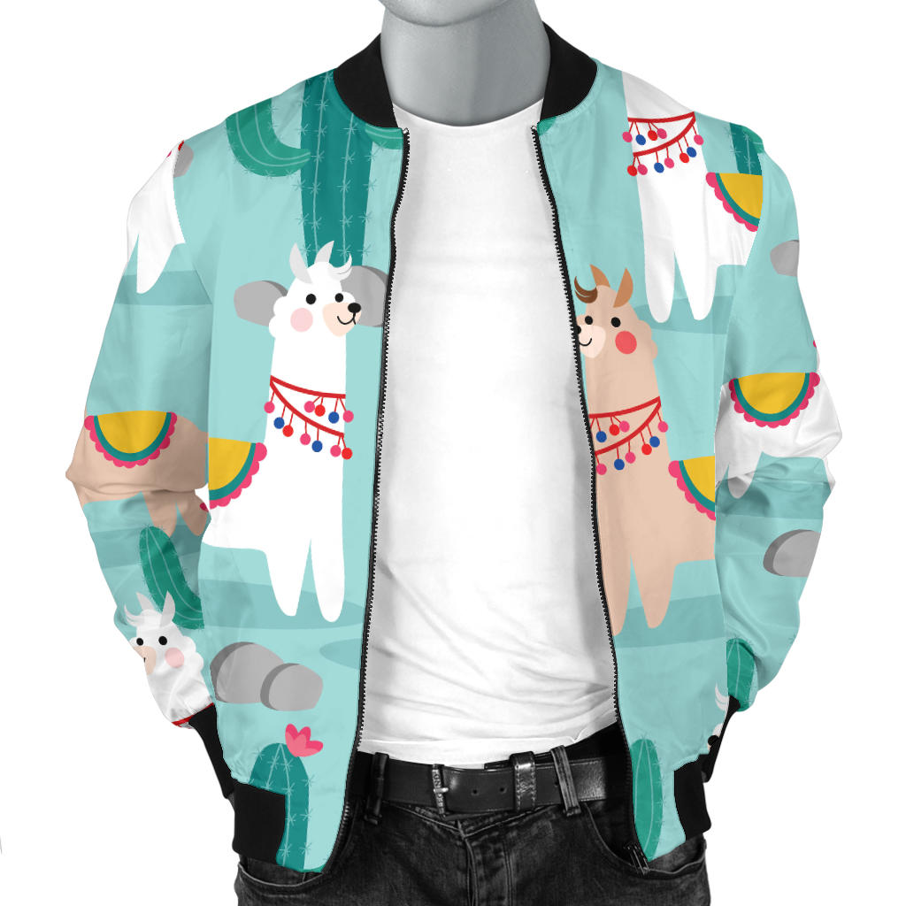 Llama Cactus Pattern Print Design 08 Men Bomber Jacket