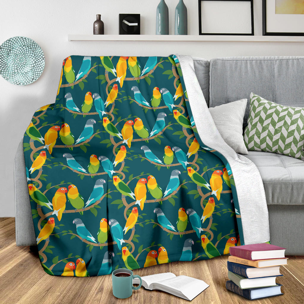 Lovebird Pattern Print Design 02 Premium Blanket