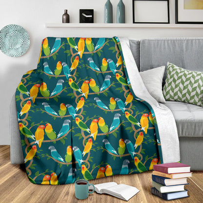 Lovebird Pattern Print Design 02 Premium Blanket