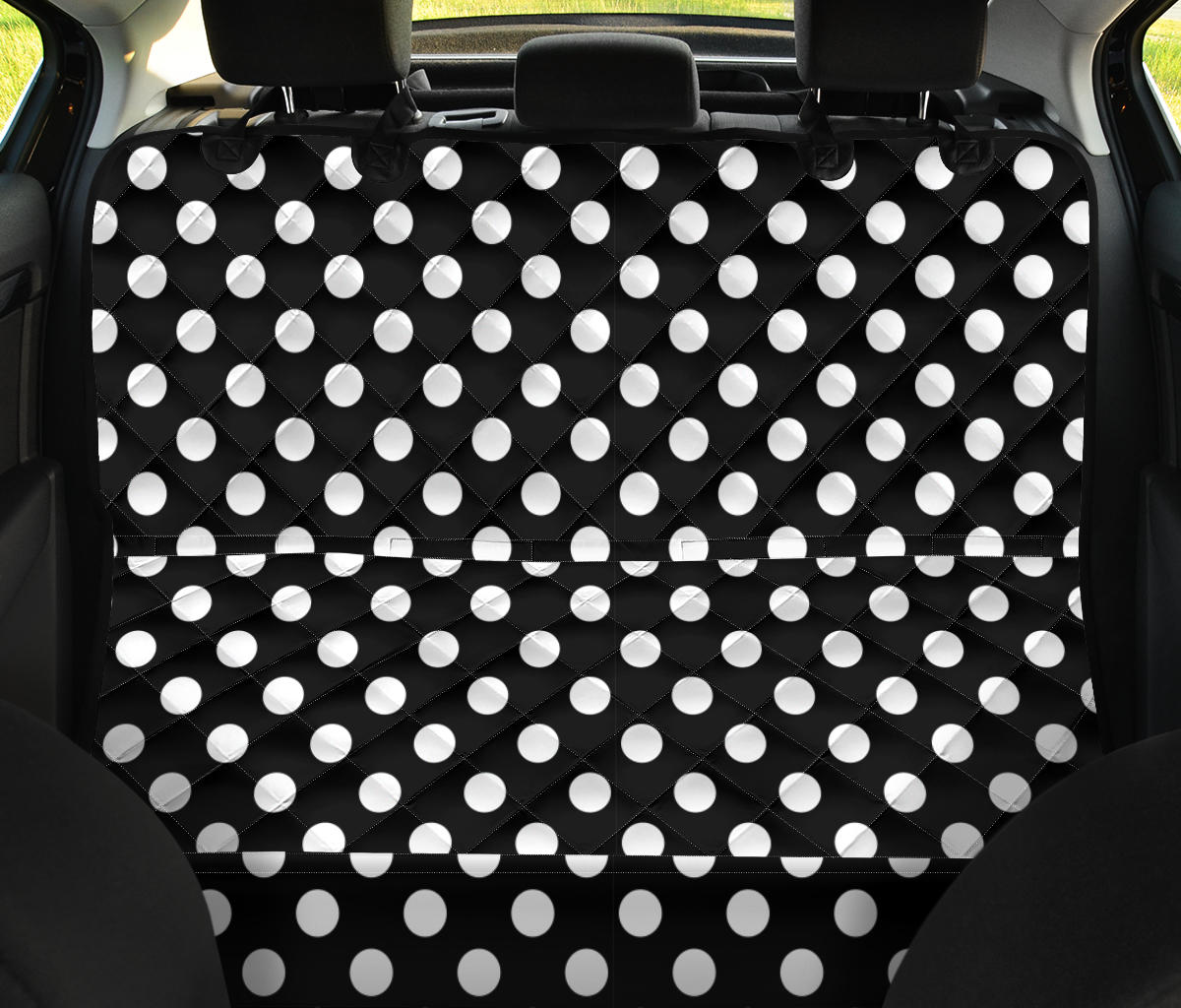 Polka Dot Black White Pattern Print Design 03 Rear Dog Car Seat Cover Hammock
