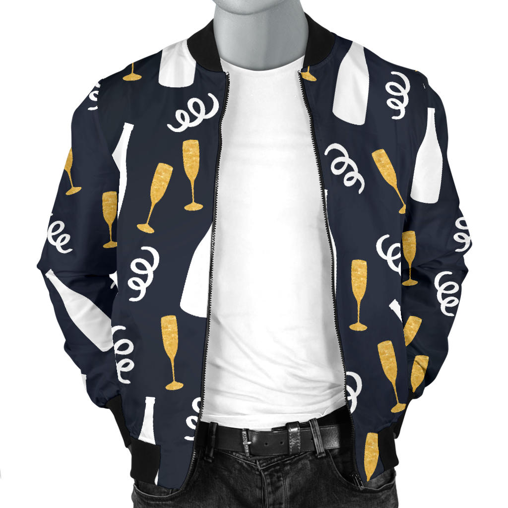Champagne Pattern Print Design 01 Men Bomber Jacket