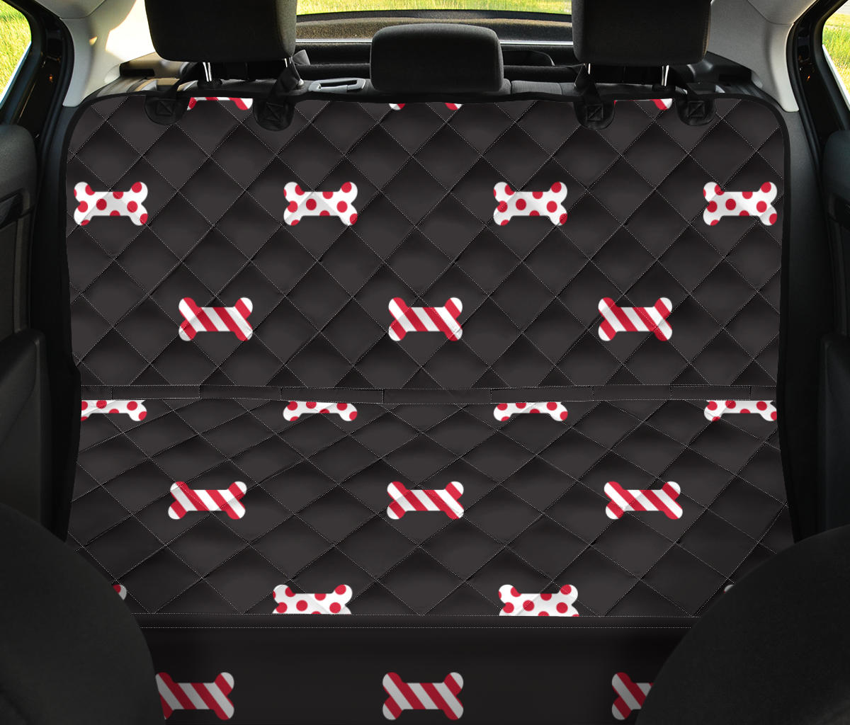 Dog Bone Pattern Print Design 04 Rear Dog Car Seat Cover Hammock