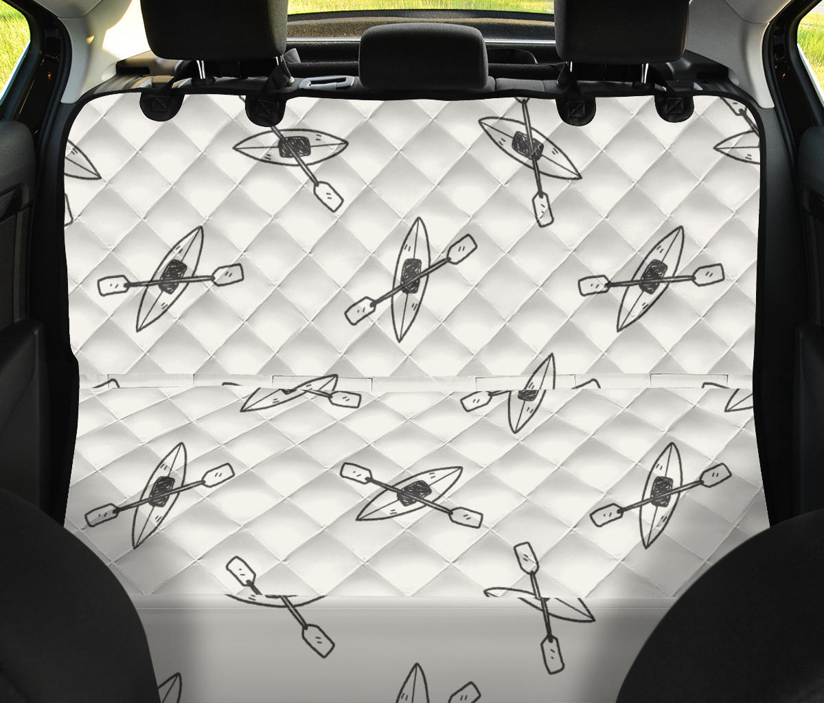 Kayak Pattern Print Design 01 Rear Dog Car Seat Cover Hammock