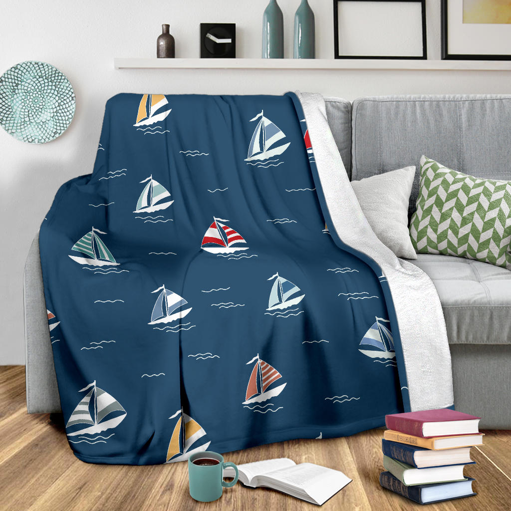 Sailing Ships Pattern Print Design A02 Premium Blanket