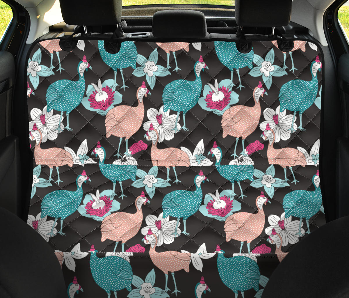Guinea Fowl Pattern Print Design 03 Rear Dog Car Seat Cover Hammock