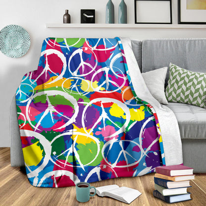 Peace Sign Colorful Pattern Print Design A02 Premium Blanket