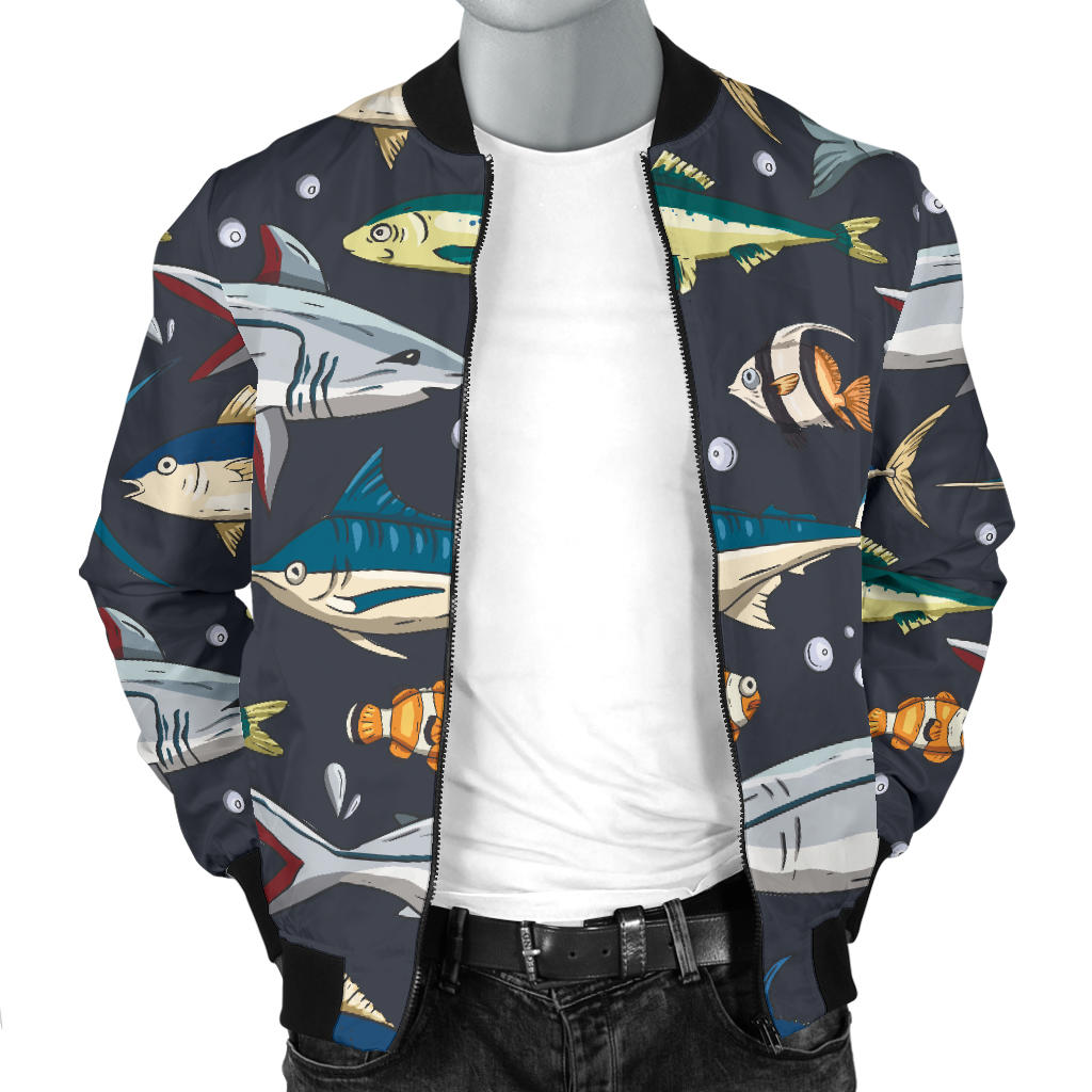 Swordfish Pattern Print Design 04 Men Bomber Jacket
