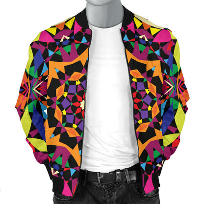 Kaleidoscope Pattern Print Design 02 Men Bomber Jacket