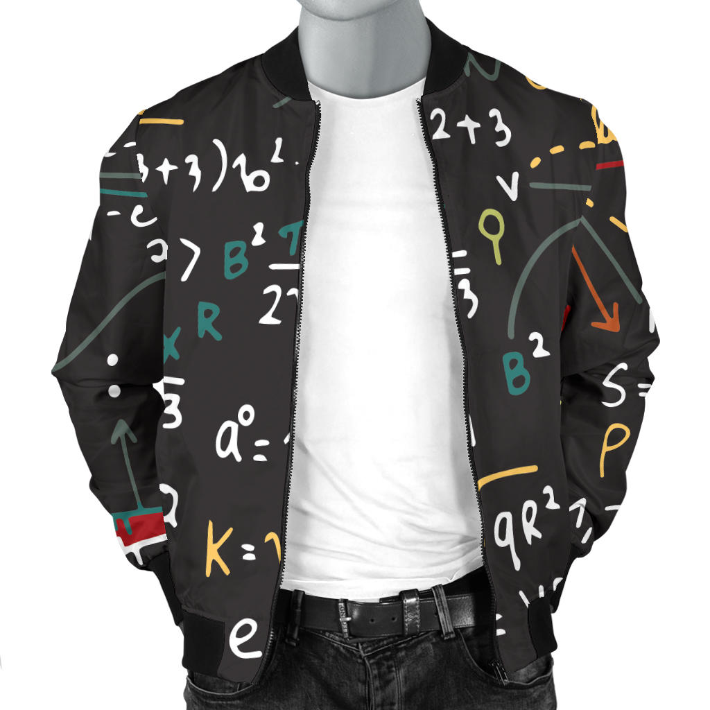 Math Pattern Print Design 04 Men Bomber Jacket
