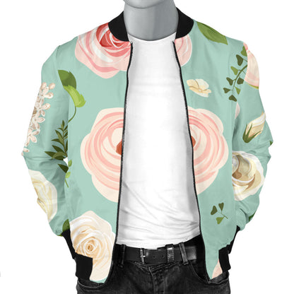 Lisianthus Pattern Print Design 01 Men Bomber Jacket