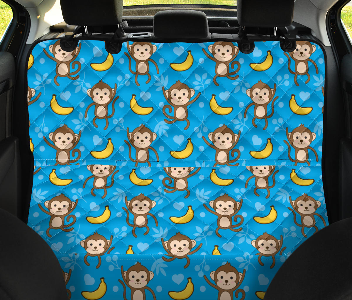 Monkey Pattern Print Design 05 Rear Dog Car Seat Cover Hammock