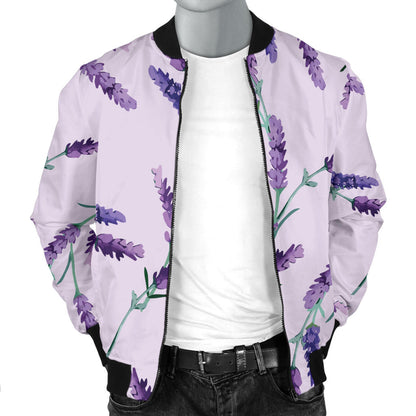 Lavender Pattern Print Design 02 Men Bomber Jacket
