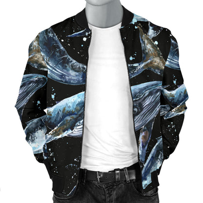 Humpback Whale Pattern Print Design 01 Men Bomber Jacket