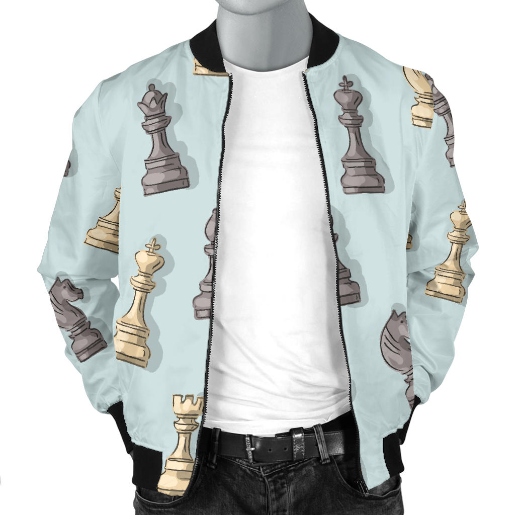 Chess Pattern Print Design 02 Men Bomber Jacket