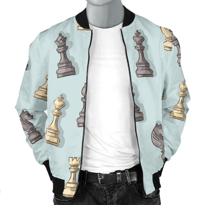 Chess Pattern Print Design 02 Men Bomber Jacket