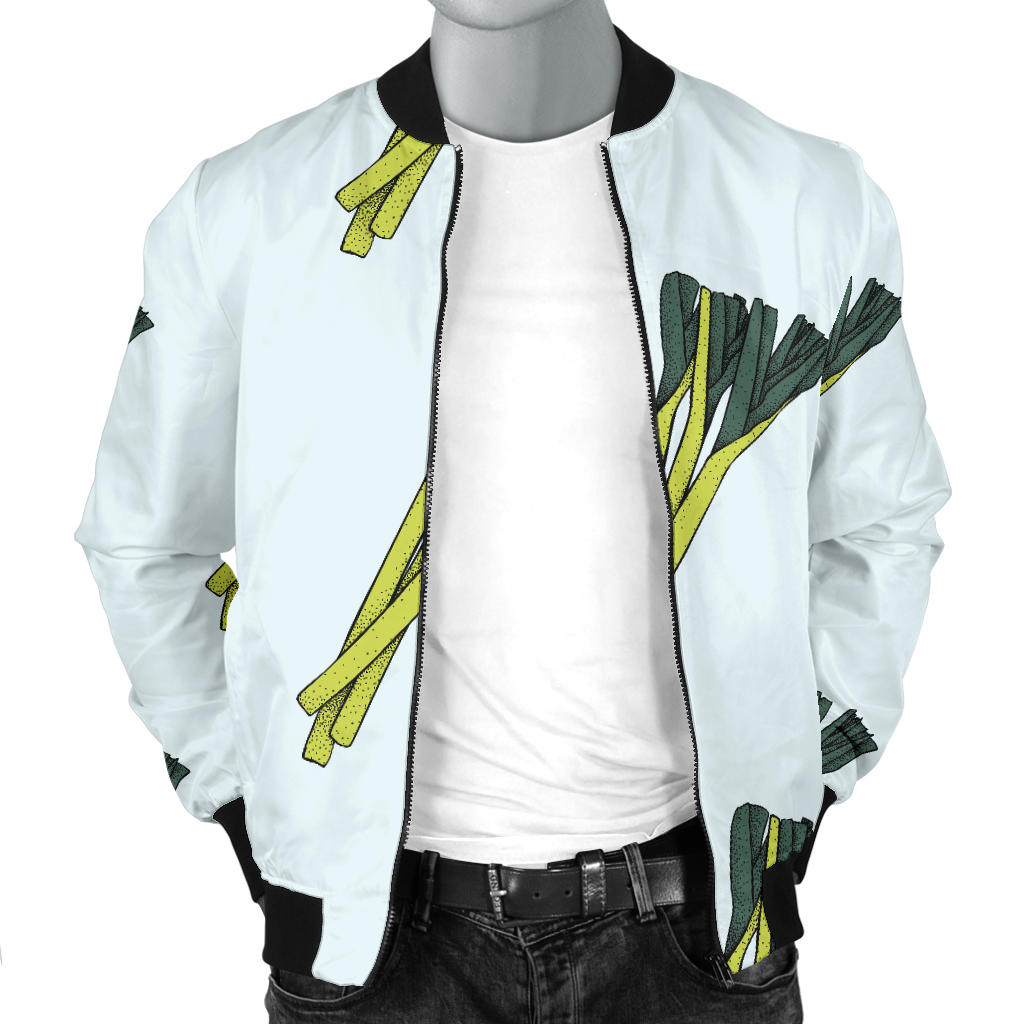 Leek Pattern Print Design 03 Men Bomber Jacket