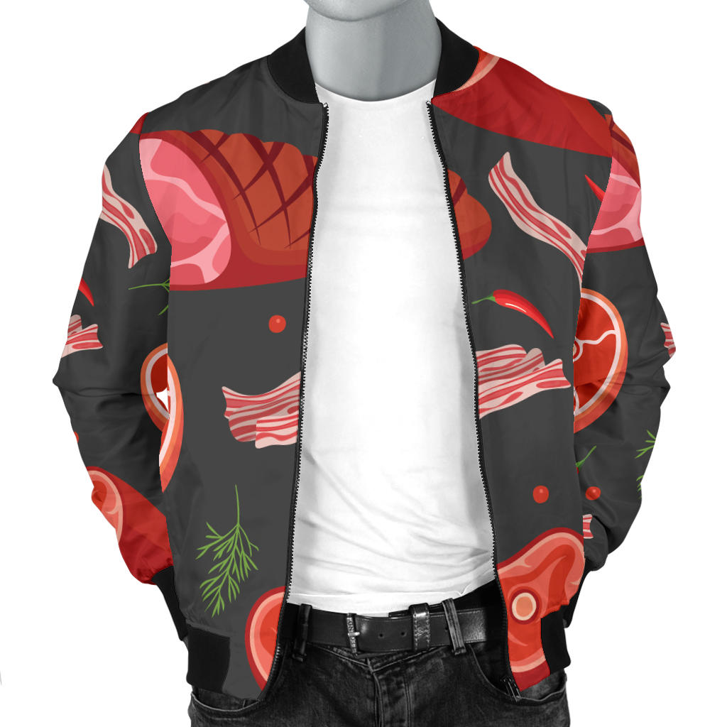 Meat Pattern Print Design 03 Men Bomber Jacket