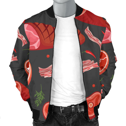 Meat Pattern Print Design 03 Men Bomber Jacket