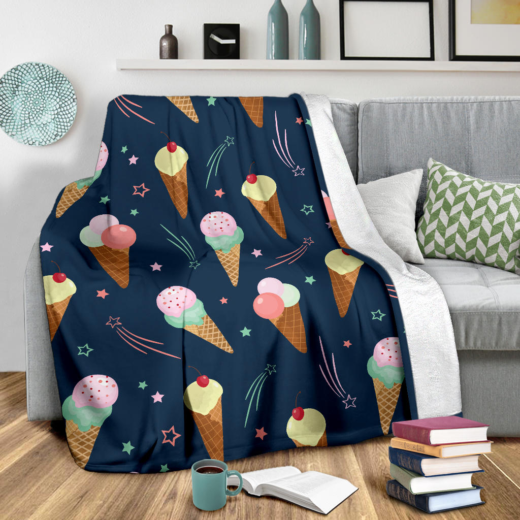 Ice Cream Pattern Print Design 04 Premium Blanket