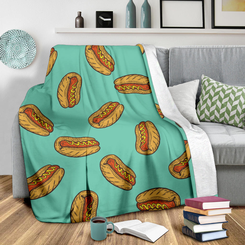 Hot Dog Pattern Print Design 04 Premium Blanket