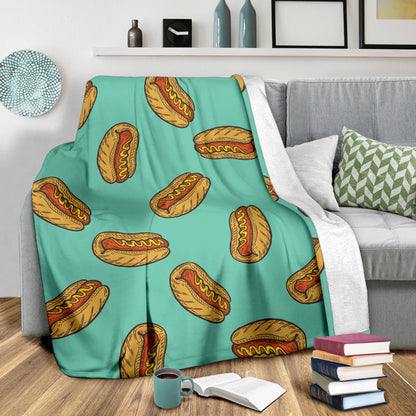 Hot Dog Pattern Print Design 04 Premium Blanket
