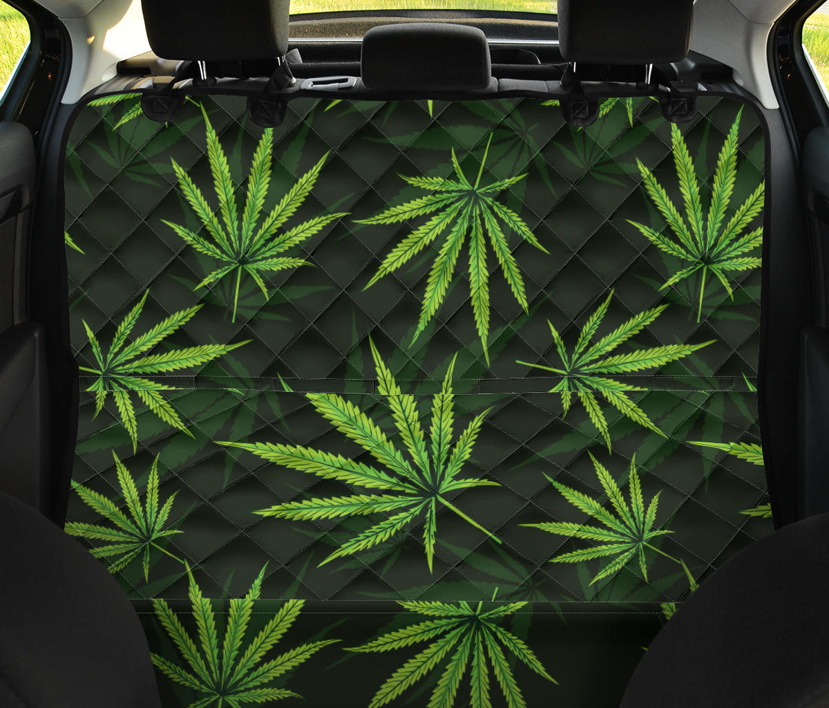 Pot Leaf Pattern Print Design A03 Rear Dog Car Seat Cover Hammock