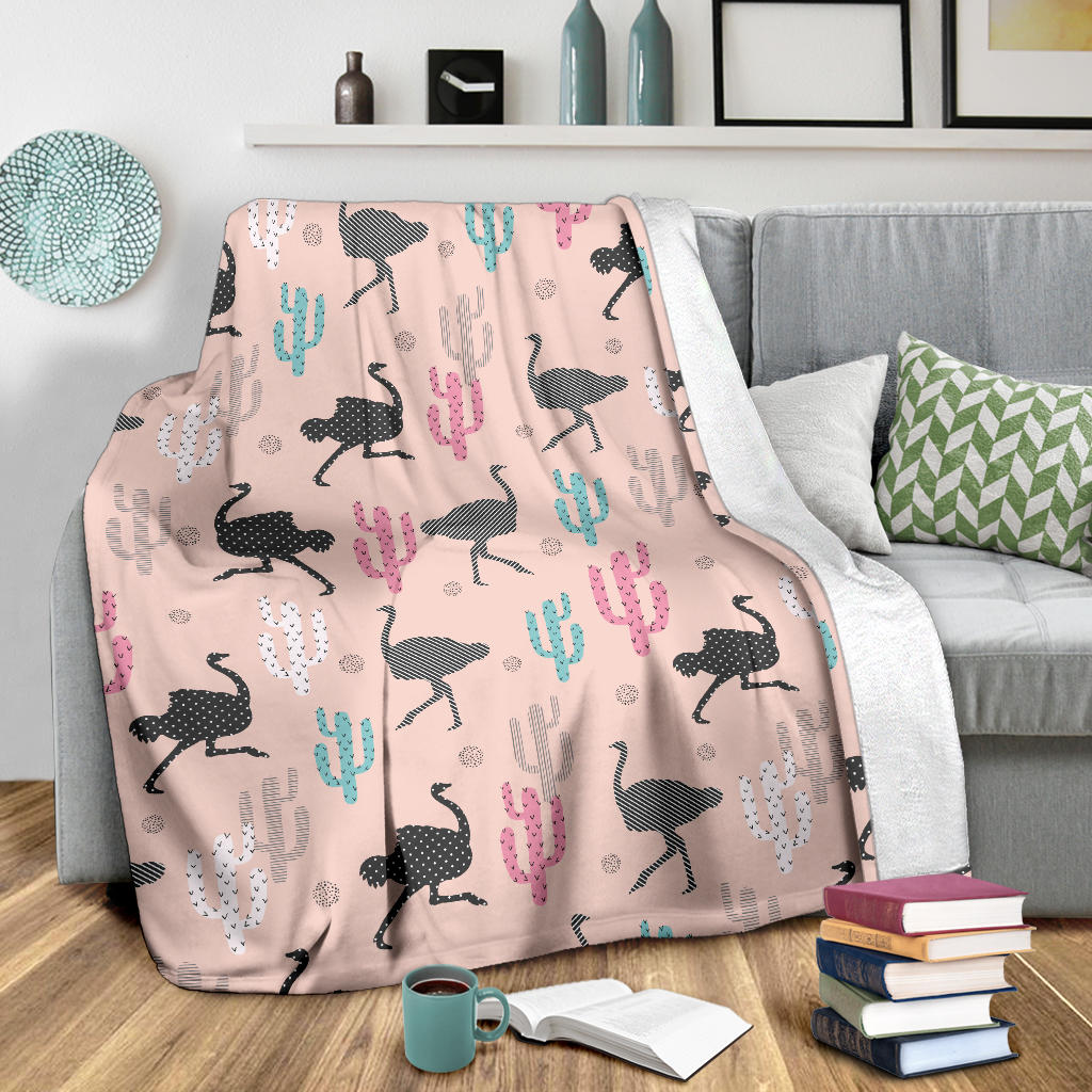 Ostrich Pattern Print Design 03 Premium Blanket